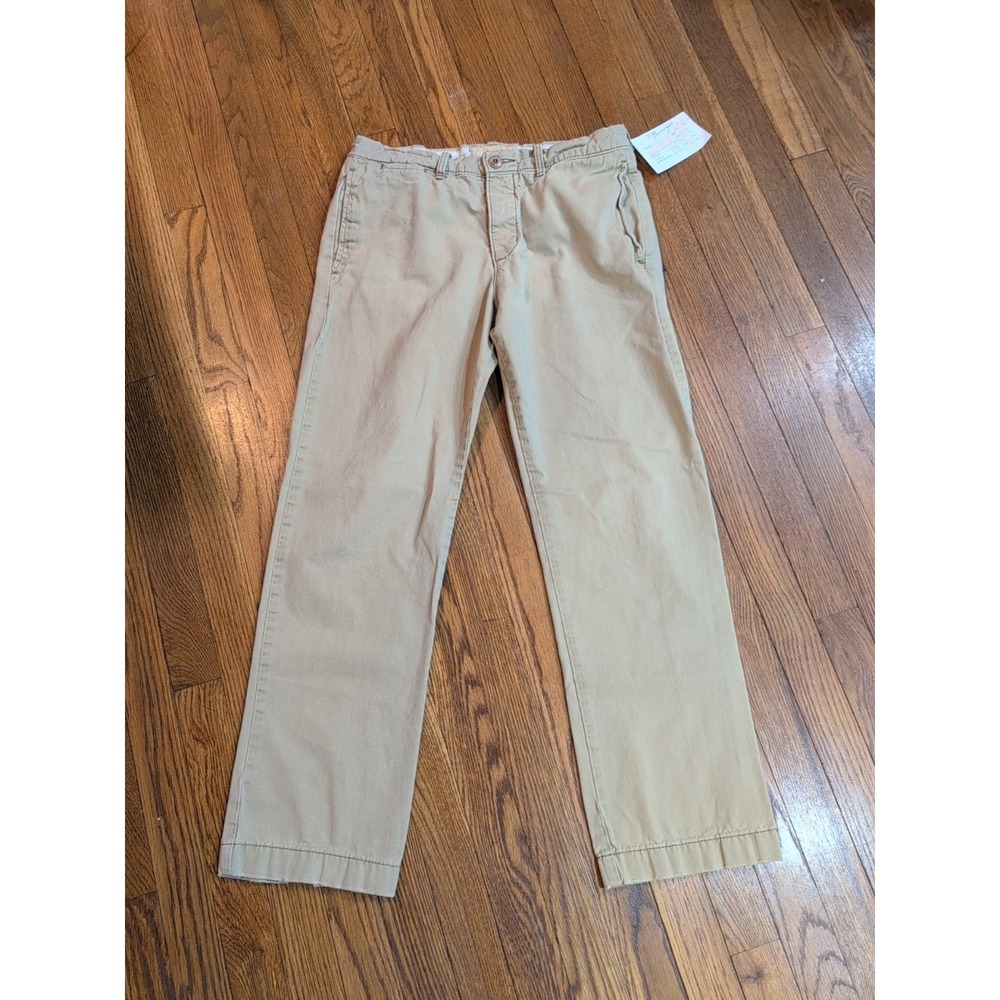Hollister Distressed Chino Pants Men 30 X 30 Button Fly Flat Front Tan‎ Khaki